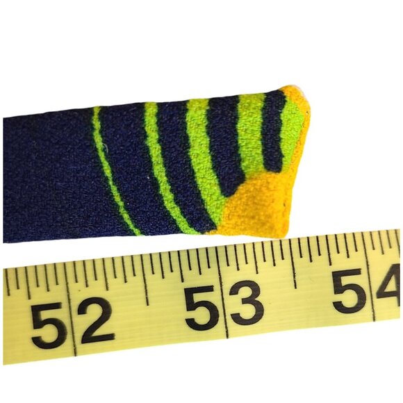 Vintage Floral Long Kaftan Dress Handmade Navy Yellow Green Abstract Print - Picture 10 of 16